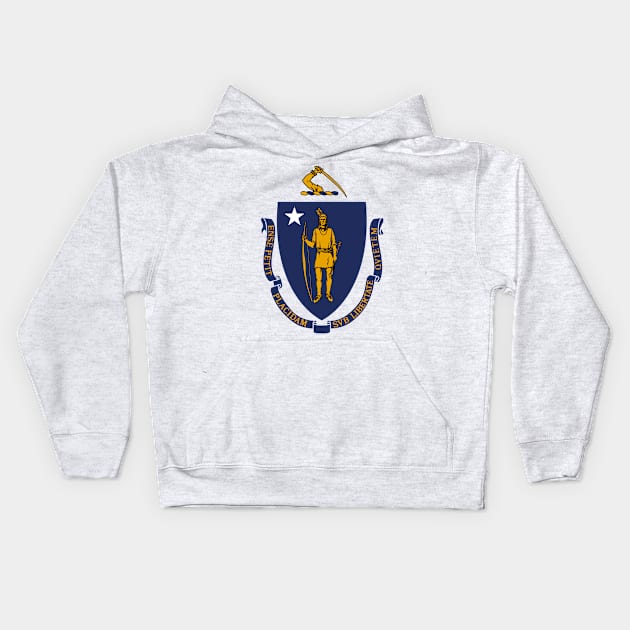 The Commonwealth of Massachusetts Flag Kids Hoodie by SolarCross